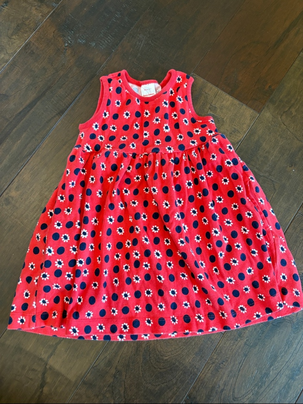 Hanna Andersson Red Dress with Navy and White Daisy Dots